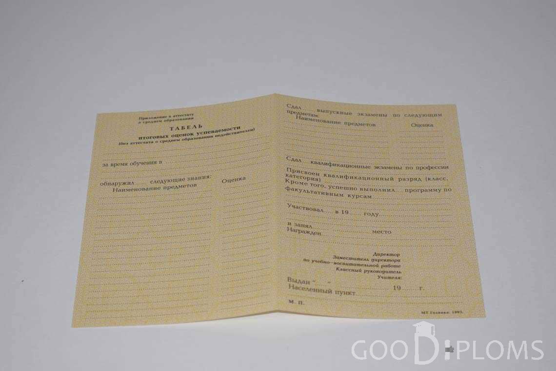 Приложение к Аттестату За 10 Класс период выдачи 1990-1993 -  Днепропетровск