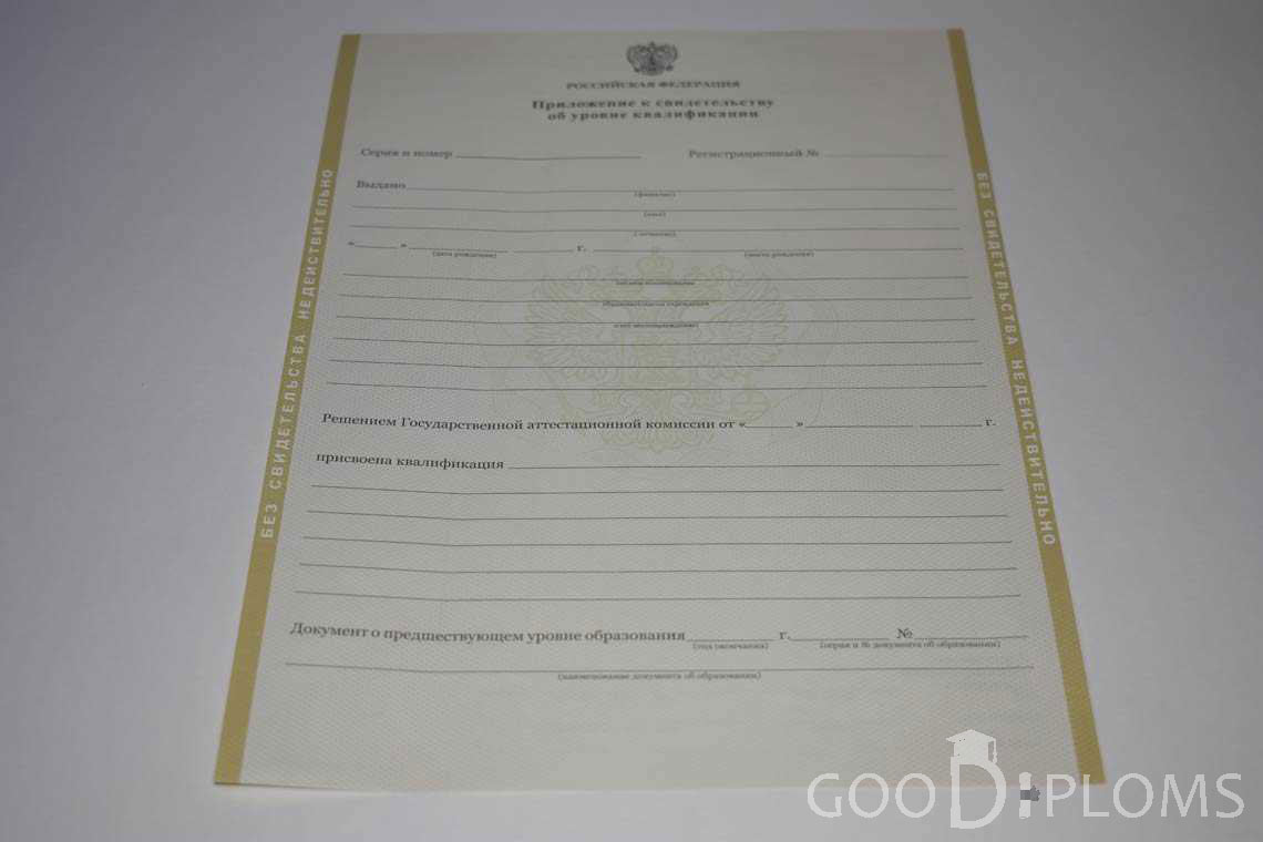 Приложение к Свидетельству об Уровне Квалификации период выдачи 2011-2020 -  Днепропетровск