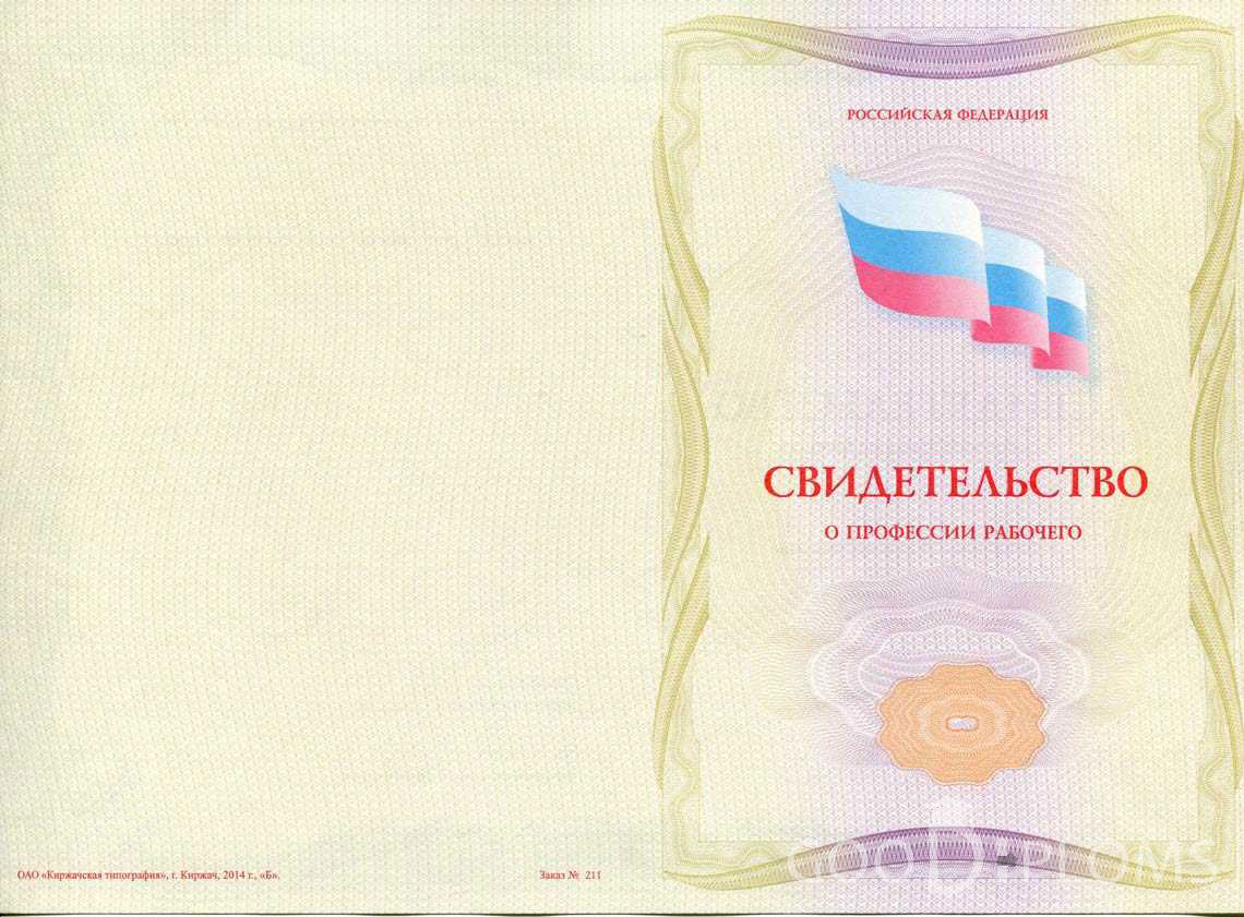 Свидетельство о Профессии Рабочего - Обратная Сторона период выдачи 1999-2020 -  Днепропетровск