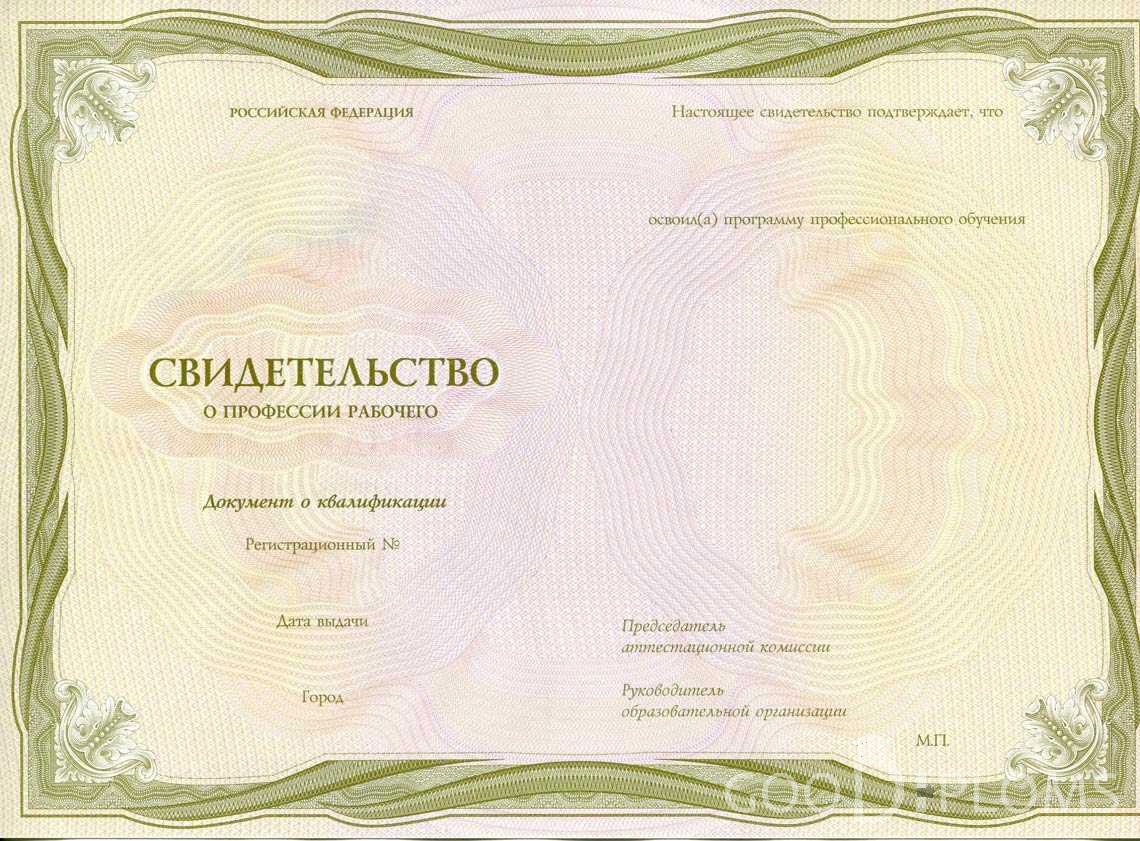 Свидетельство о Профессии Рабочего период выдачи 1999-2020 -  Днепропетровск