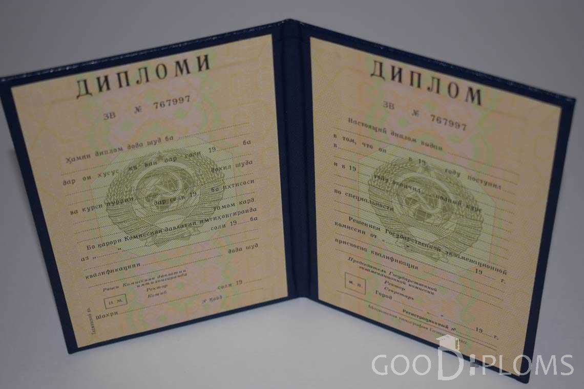 Диплом Вуза СССР Таджикистан  период выдачи 1975-1996 -  Днепропетровск